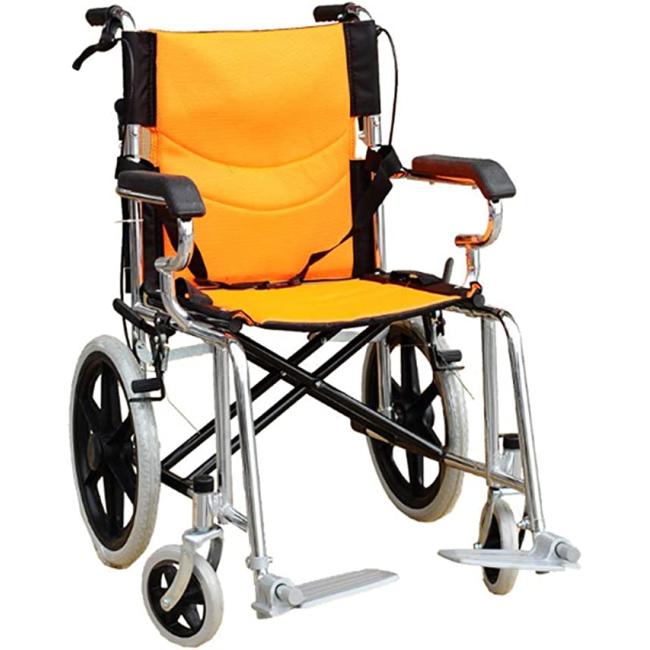كرسي متحرك، خفيف الوزن قابل للطي للقيادة بالكرسي المتحرك، حامل سميك من الصلب عربة السفر المحمولة عربة الأطفال كرسي متحرك مسنين، محمول