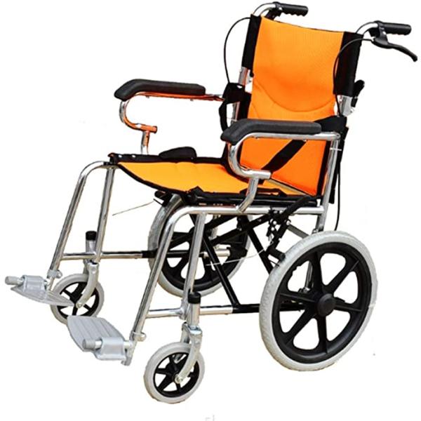 كرسي متحرك، خفيف الوزن قابل للطي للقيادة بالكرسي المتحرك، حامل سميك من الصلب عربة السفر المحمولة عربة الأطفال كرسي متحرك مسنين، محمول